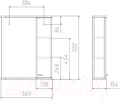 Шкаф с зеркалом для ванной Айсберг Радуга 55 (белый)
