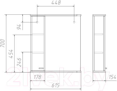 Шкаф с зеркалом для ванной Айсберг Радуга 60 (белый)