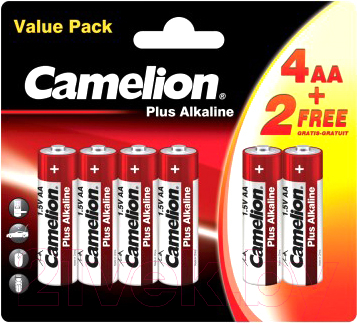 Комплект батареек Camelion LR6 BP4+2 Plus Alkaline / 14113 - фото