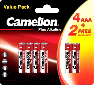 Комплект батареек Camelion LR03 BP4+2 Plus Alkaline / 14112 - фото