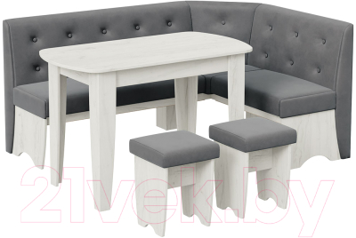 Обеденная группа ТриЯ Барселона (дуб крафт белый/микровелюр Duna Steel) - фото
