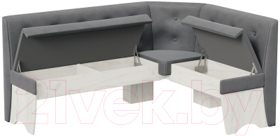 Обеденная группа ТриЯ Барселона (дуб крафт белый/микровелюр Duna Steel)