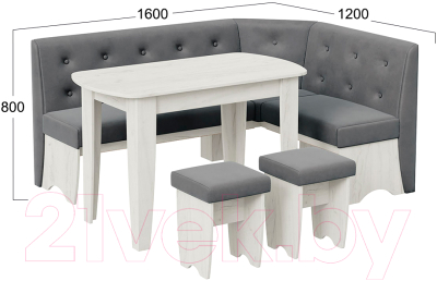 Обеденная группа ТриЯ Барселона (дуб крафт белый/микровелюр Duna Steel)