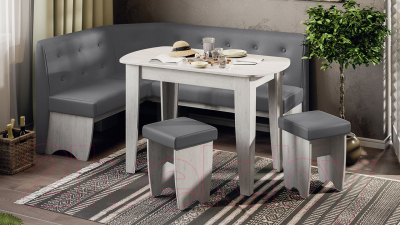 Обеденная группа ТриЯ Барселона (дуб крафт белый/микровелюр Duna Steel)