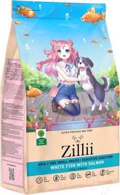 Сухой корм для собак Zillii Adult Dog Small Breed Sensitive Digestion белая рыба с лососем - фото
