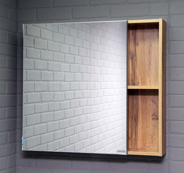 Шкаф с зеркалом для ванной Домино Craft 80 - фото