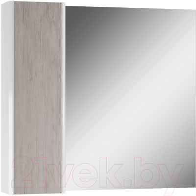 Шкаф с зеркалом для ванной Домино Uno 80 (дуб серый)
