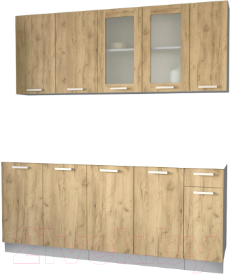 Кухонный гарнитур Интерлиния Мила 19 без столешницы (дуб золотой) - фото