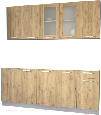 Кухонный гарнитур Интерлиния Мила 20 без столешницы (дуб золотой) - фото