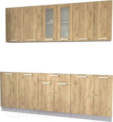 Кухонный гарнитур Интерлиния Мила 21 без столешницы (дуб золотой) - фото