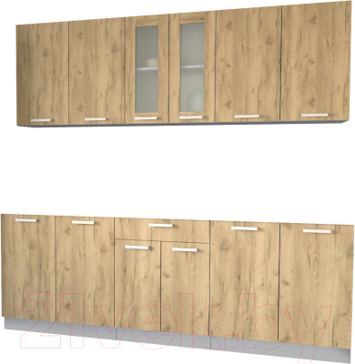 Кухонный гарнитур Интерлиния Мила 22 без столешницы (дуб золотой) - фото