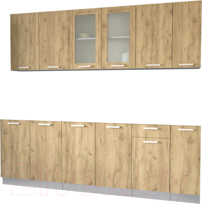 Кухонный гарнитур Интерлиния Мила 23 без столешницы (дуб золотой) - фото