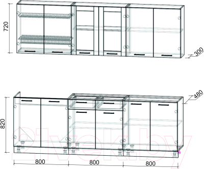Кухонный гарнитур Интерлиния Мила 24 без столешницы (дуб золотой)