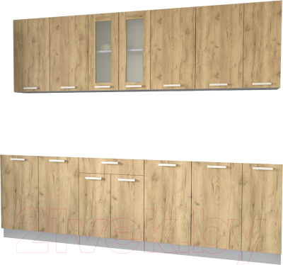 Кухонный гарнитур Интерлиния Мила 25 без столешницы (дуб золотой) - фото
