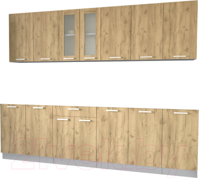 Кухонный гарнитур Интерлиния Мила 26 без столешницы (дуб золотой) - фото