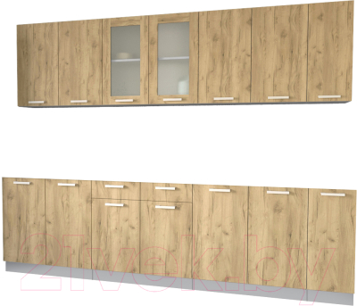 Кухонный гарнитур Интерлиния Мила 27 без столешницы (дуб золотой) - фото