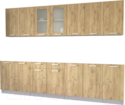 Кухонный гарнитур Интерлиния Мила 28 без столешницы (дуб золотой) - фото