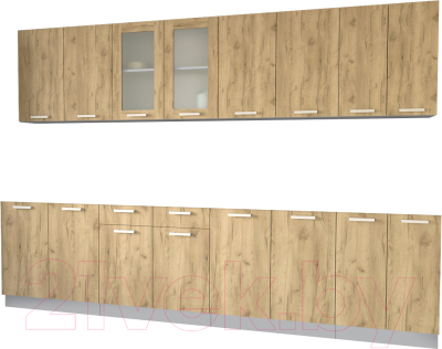 Кухонный гарнитур Интерлиния Мила 30 без столешницы (дуб золотой) - фото