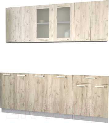 Кухонный гарнитур Интерлиния Мила 20-60 без столешницы (дуб белый/дуб серый) - фото