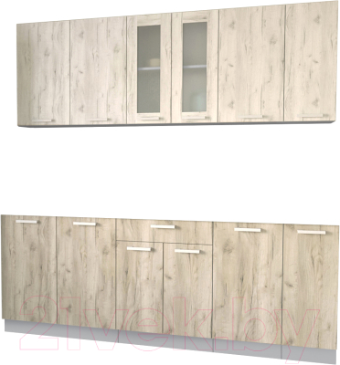 Кухонный гарнитур Интерлиния Мила 21 без столешницы (дуб белый/дуб серый) - фото