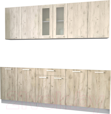 Кухонный гарнитур Интерлиния Мила 22 без столешницы (дуб белый/дуб серый) - фото