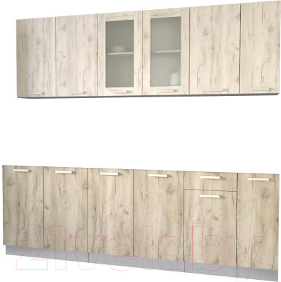 Кухонный гарнитур Интерлиния Мила 23 без столешницы (дуб белый/дуб серый) - фото