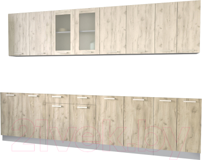 Кухонный гарнитур Интерлиния Мила 30 без столешницы (дуб белый/дуб серый) - фото