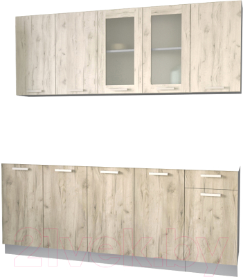 Кухонный гарнитур Интерлиния Мила 20 без столешницы (дуб белый/дуб серый) - фото