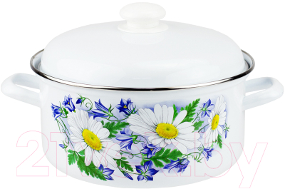 Кастрюля Лысьвенские эмали Ромашковое поле / С-1515 АП2/4 - фото