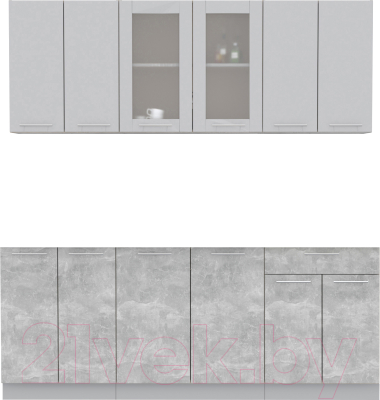 Кухонный гарнитур Интерлиния Мила 20-60 без столешницы (серебристый/бетон) - фото