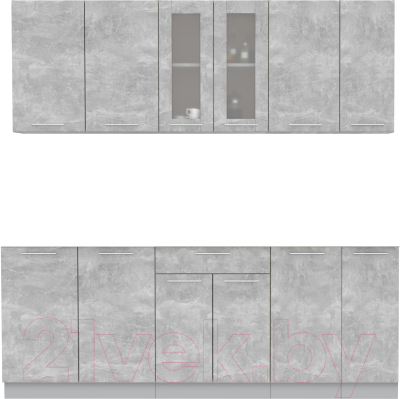 Кухонный гарнитур Интерлиния Мила 21 без столешницы (бетон/бетон) - фото