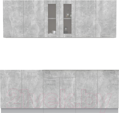 Кухонный гарнитур Интерлиния Мила 22 без столешницы (бетон/бетон) - фото