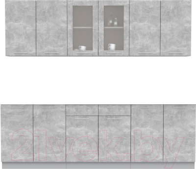 Кухонный гарнитур Интерлиния Мила 24 без столешницы (бетон/бетон) - фото