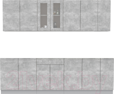 Кухонный гарнитур Интерлиния Мила 25 без столешницы (бетон/бетон) - фото