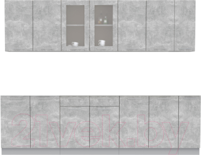 Кухонный гарнитур Интерлиния Мила 27 без столешницы (бетон/бетон) - фото