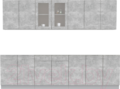 Кухонный гарнитур Интерлиния Мила 28 без столешницы (бетон/бетон) - фото