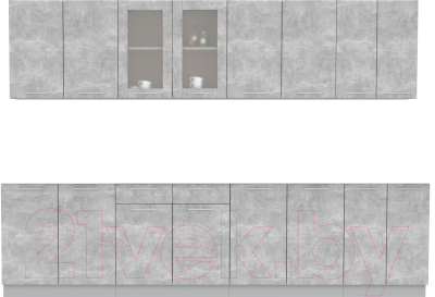 Кухонный гарнитур Интерлиния Мила 30 без столешницы (бетон/бетон) - фото