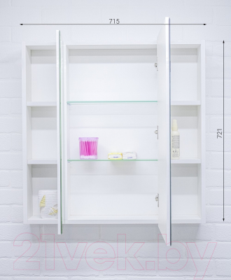 Шкаф с зеркалом для ванной Домино Оскар 70 Идеал