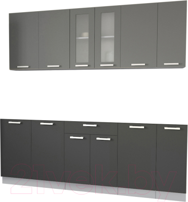 Кухонный гарнитур Интерлиния Мила 21 без столешницы (серебристый/антрацит) - фото