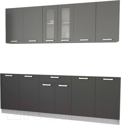 Кухонный гарнитур Интерлиния Мила 22 без столешницы (серебристый/антрацит) - фото