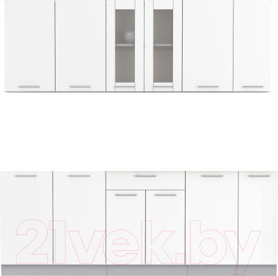 Кухонный гарнитур Интерлиния Мила 21 без столешницы (белый платинум) - фото