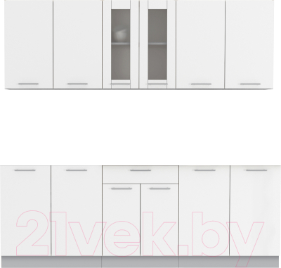 Кухонный гарнитур Интерлиния Мила 22 без столешницы (белый платинум) - фото
