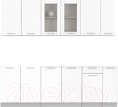 Кухонный гарнитур Интерлиния Мила 23 без столешницы (белый платинум) - фото