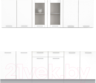 Кухонный гарнитур Интерлиния Мила 24 без столешницы (белый платинум) - фото