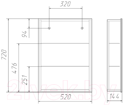 Шкаф с зеркалом для ванной Домино Хеппи 50 Идеал