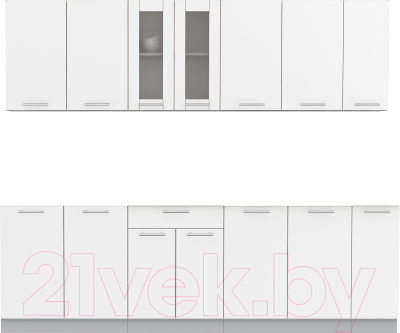 Кухонный гарнитур Интерлиния Мила 25 без столешницы (белый платинум) - фото