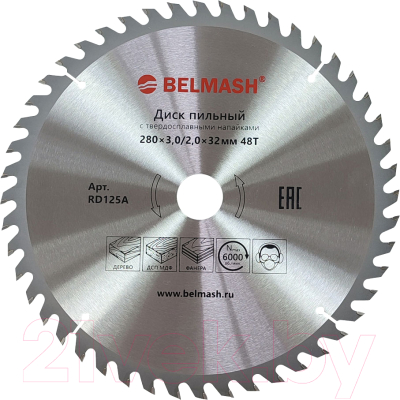 Пильный диск БЕЛМАШ 280x3.0/2.0x32/30мм 48Т / RD125A - фото