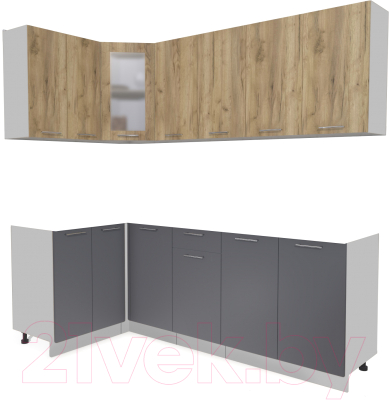 Кухонный гарнитур Интерлиния Мила 12x22 без столешницы (дуб золотой/антрацит) - фото