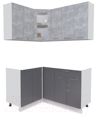 Кухонный гарнитур Интерлиния Мила 12x15 без столешницы (бетон/антрацит) - фото