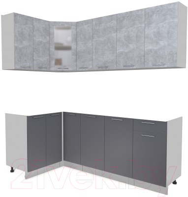 Кухонный гарнитур Интерлиния Мила 12x21 без столешницы (бетон/антрацит) - фото